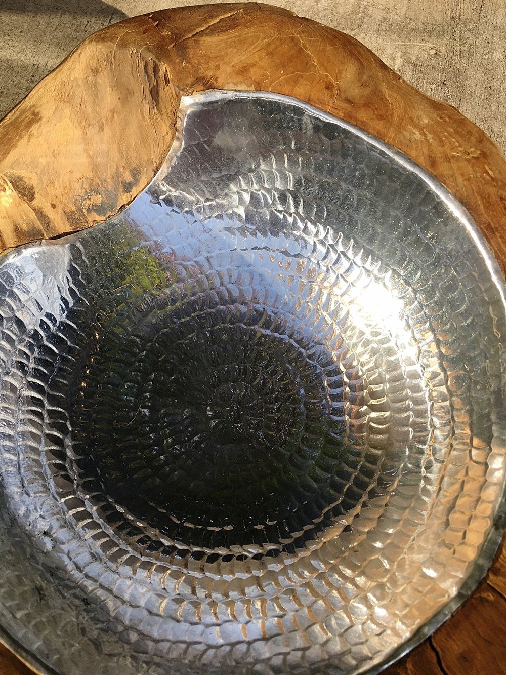 Natural Hand Hammered Teak Bowl - Silver — THE WICKED BOHEME