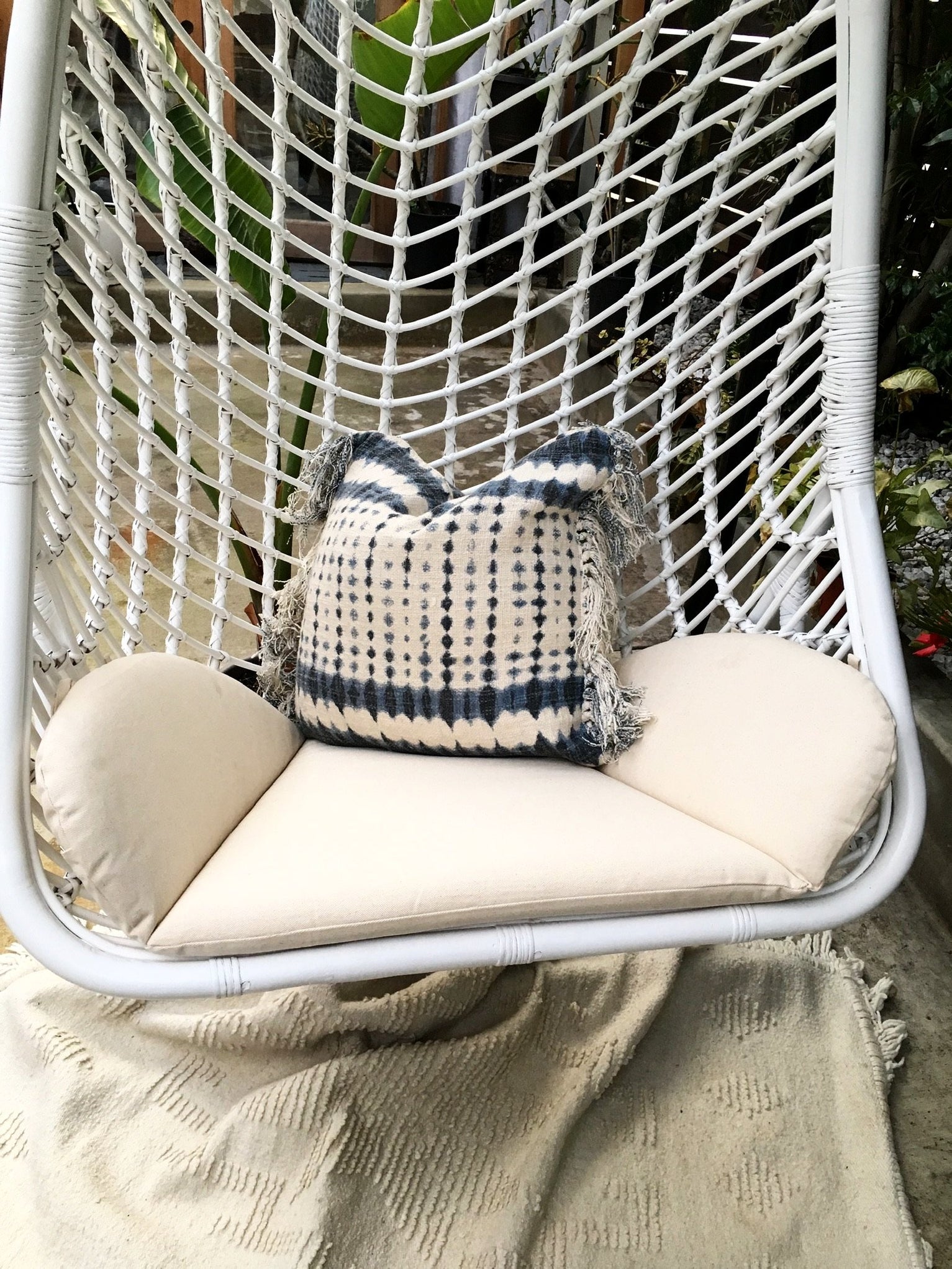 Siren Rattan Hanging Chair - White — THE WICKED BOHEME